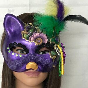 Therian Cat Mask, Mardi Gra Mask,  Venetian Festival Mask, Decorative Face Mask